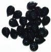 25 18x13mm Black Glass Leaf Beads
